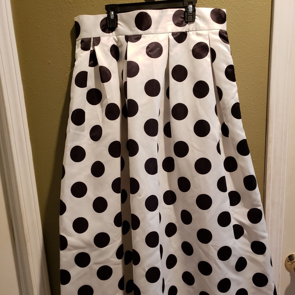 Casual High waist polka dot maxi a line skirt